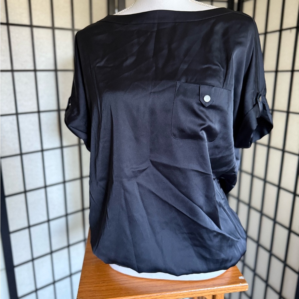 Ann Taylor Satin Black Blouse